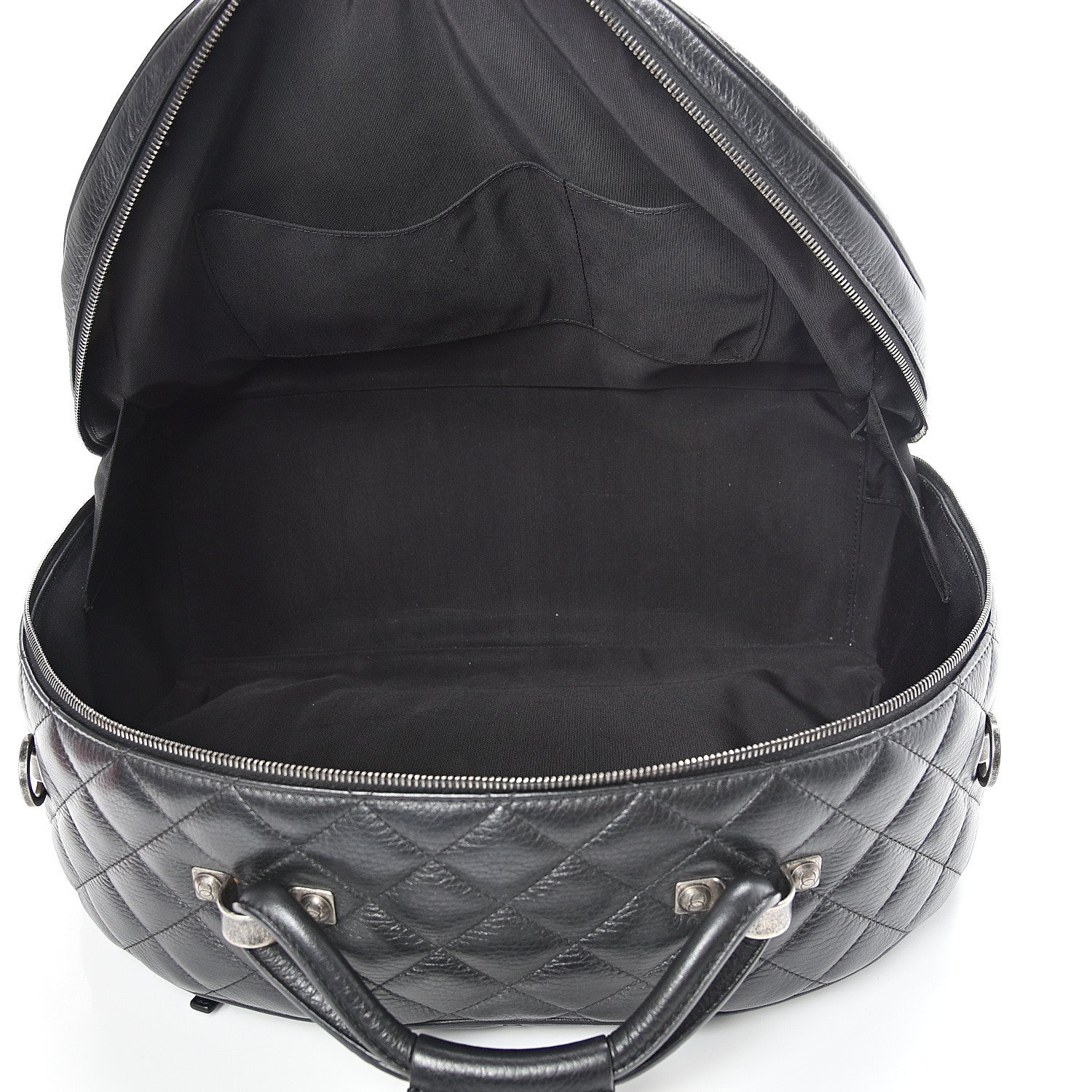 Chanel Calfskin Quilted Large Airlines Round Trip Bowling Bag Black 4 of 10