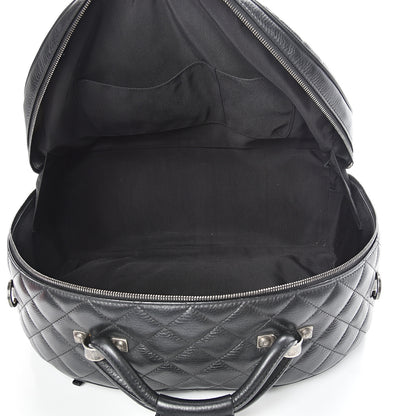 Chanel Calfskin Quilted Large Airlines Round Trip Bowling Bag Black 4 of 10