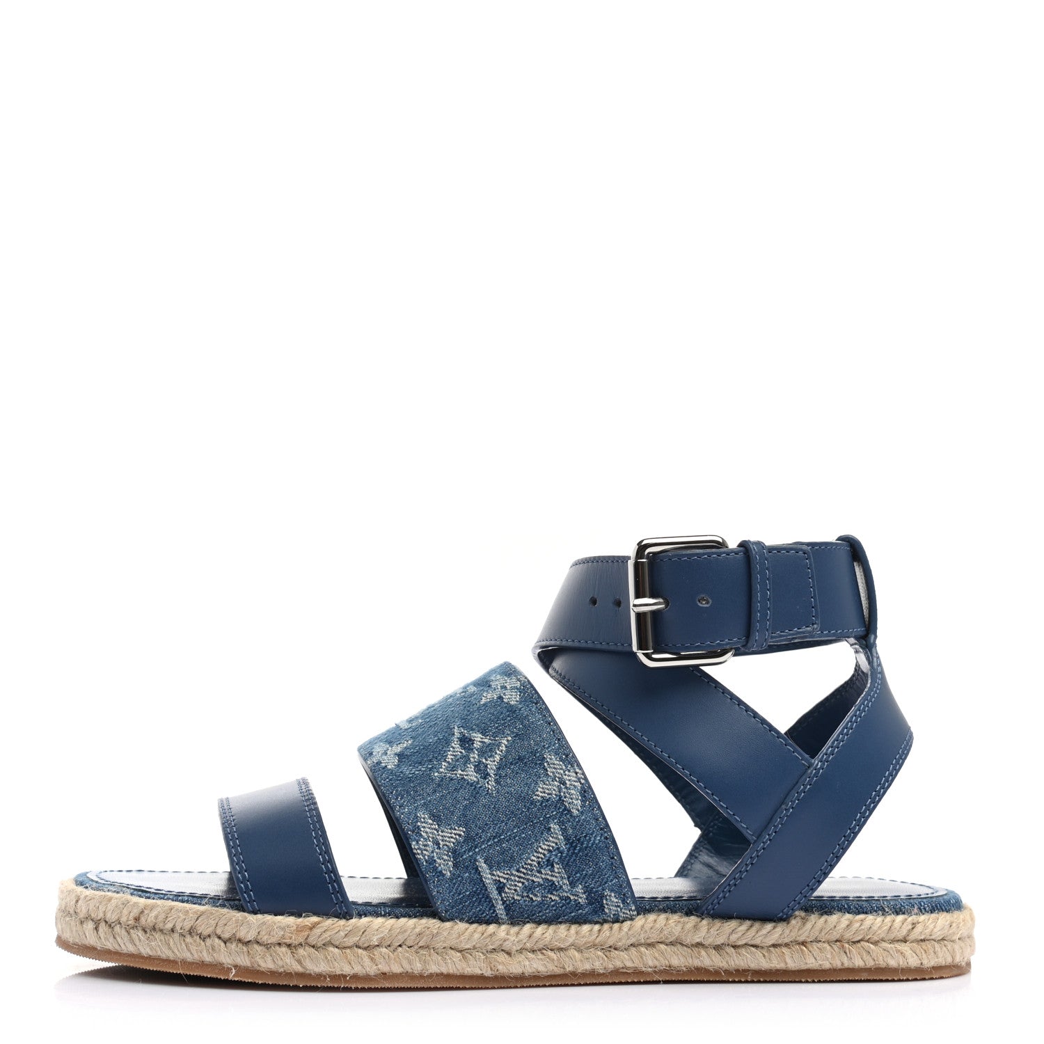 Louis Vuitton Monogram Denim Starboard Espadrille Flat Sandal 37 Blue 1 of 8