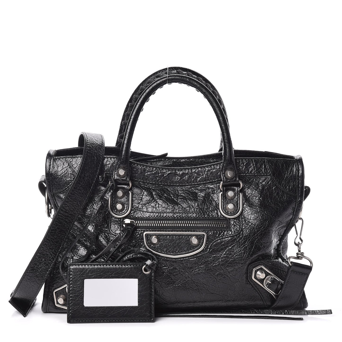 Chevre Silver Metallic Edge Hardware S City Black