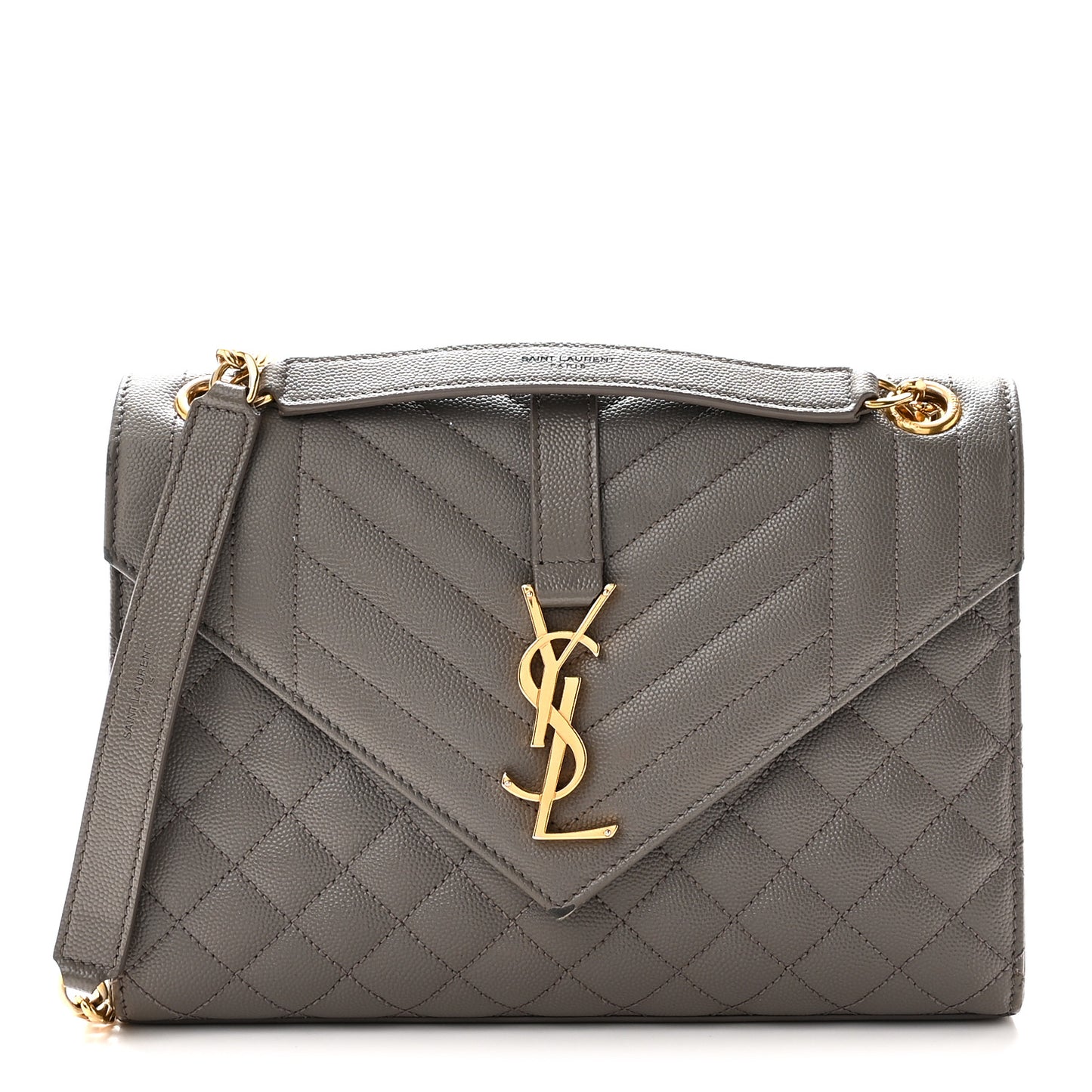 Grain De Poudre Textured Mixed Matelasse Triquilt Medium Monogram Satchel Greyish Brown