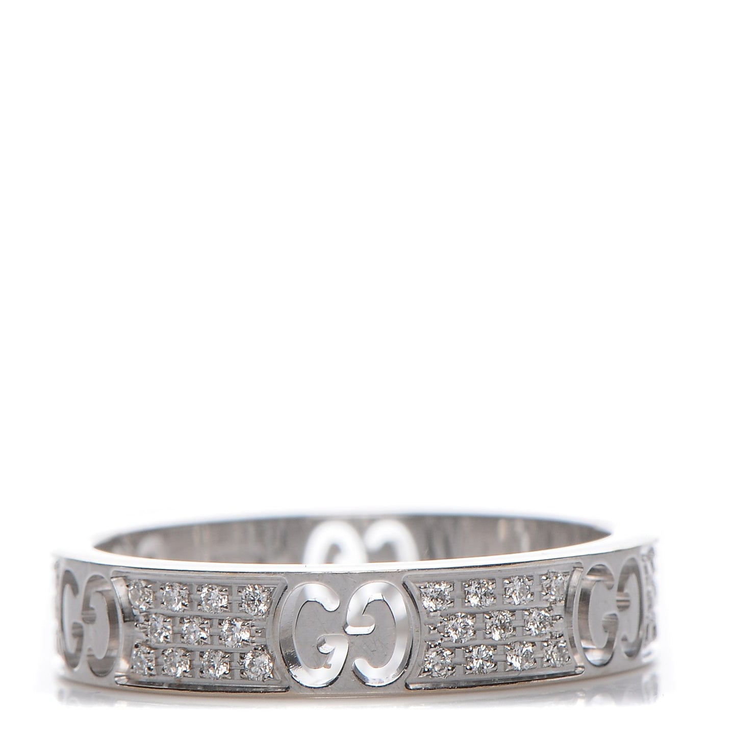 18K White Gold Diamond Icon Stardust Thin Band Ring 54 7