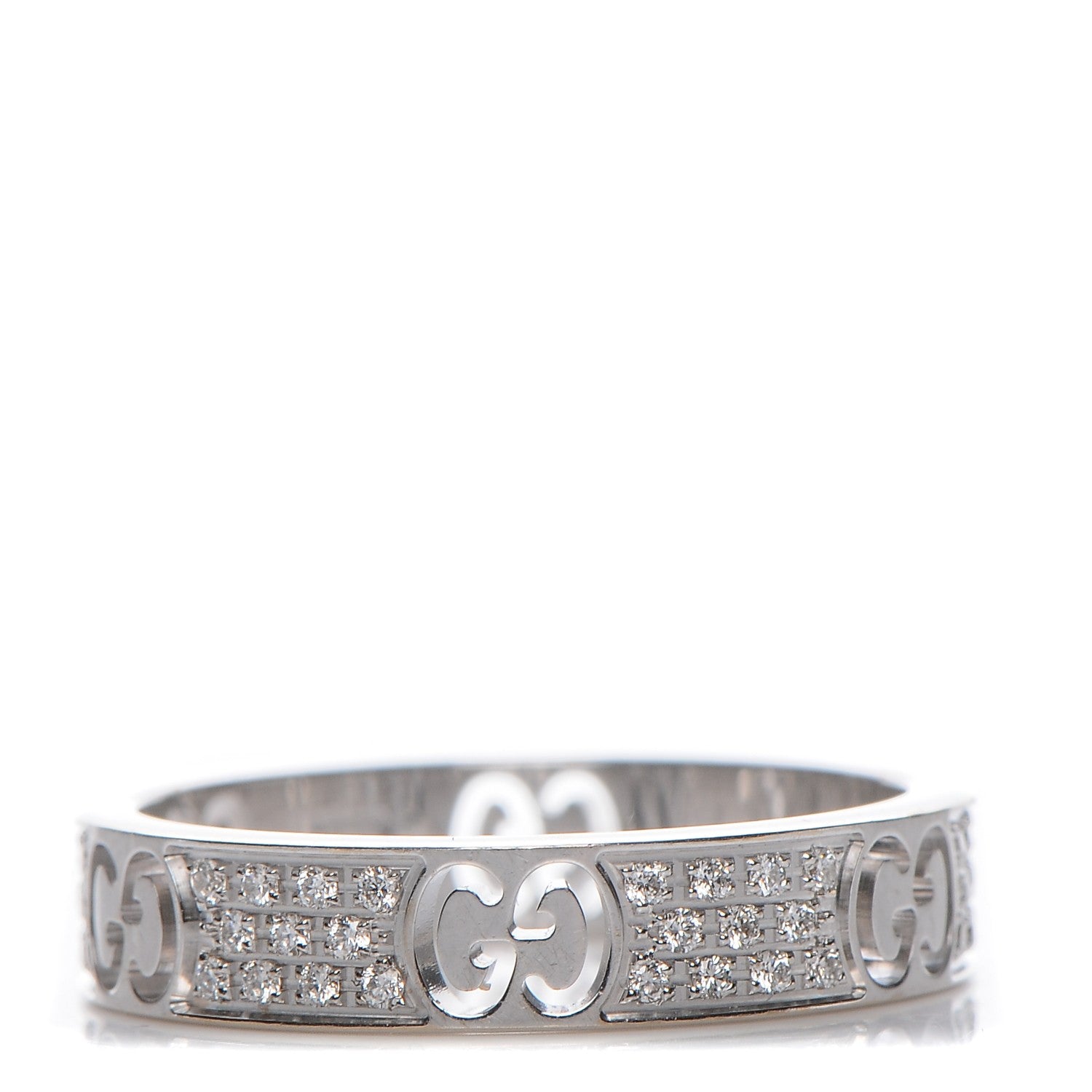 Gucci 18K White Gold Diamond Icon Stardust Thin Band Ring 54 7 1 of 5