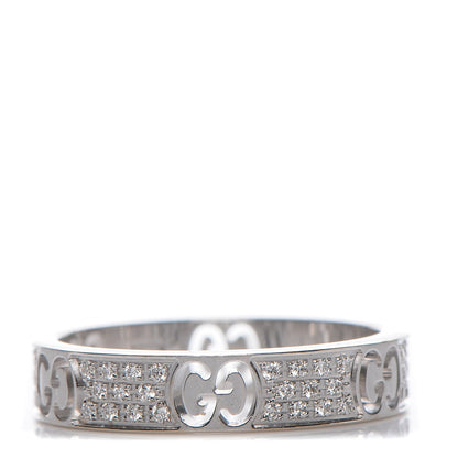 Gucci 18K White Gold Diamond Icon Stardust Thin Band Ring 54 7 1 of 5