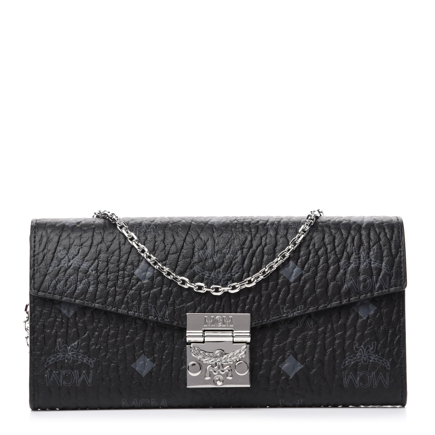 MCM Visetos Large Patricia Wallet On Chain Black Red 1 of 11