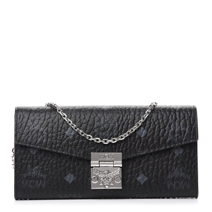 MCM Visetos Large Patricia Wallet On Chain Black Red 1 of 11
