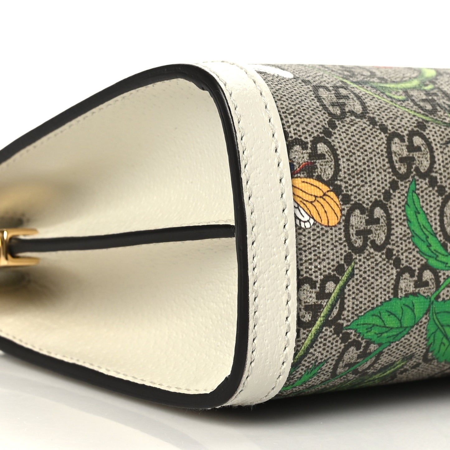 GG Supreme Monogram Flora Web Small Ophidia Chain Shoulder Bag White