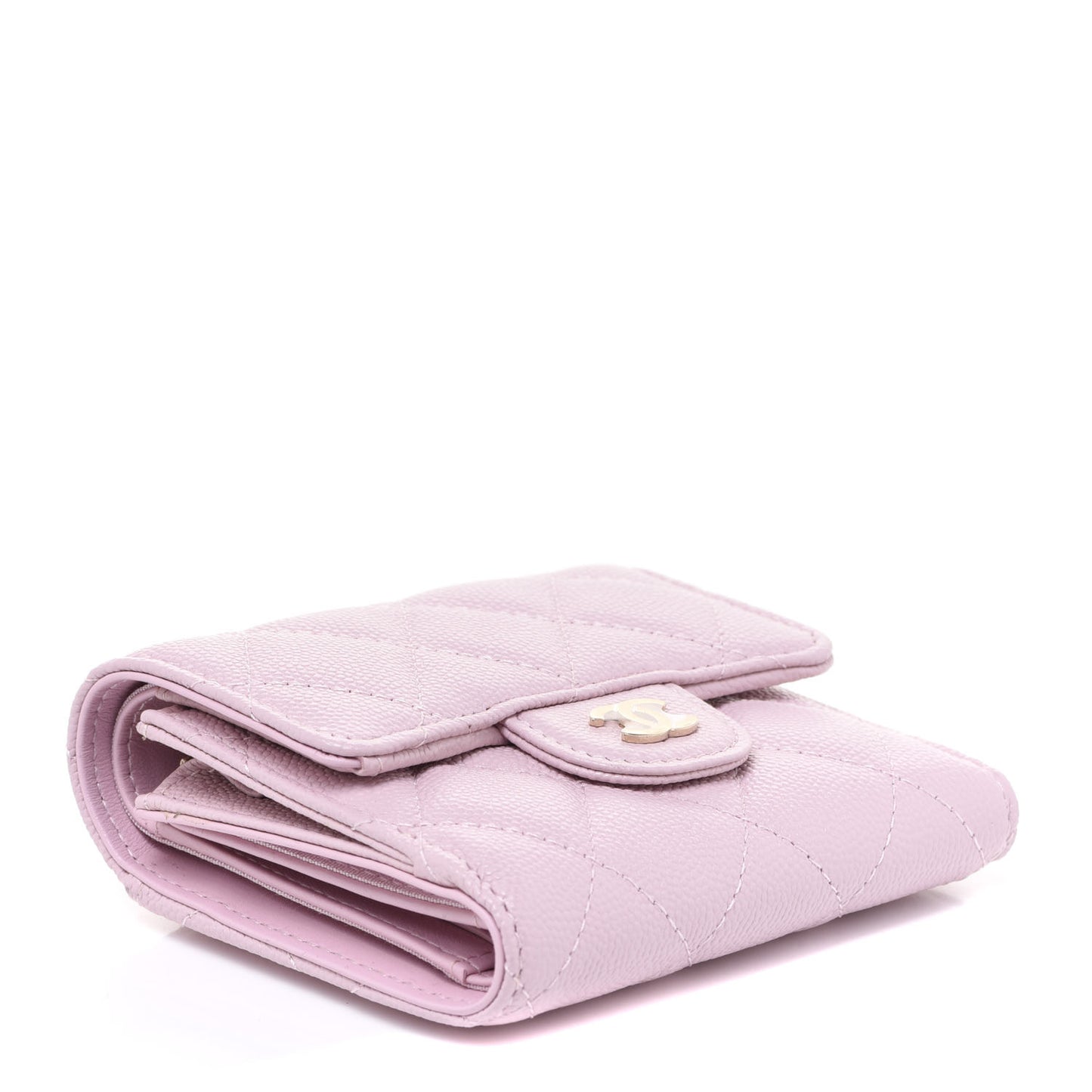 Caviar Quilted Compact Flap Wallet Light Pink