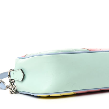 Gucci Calfskin Matelasse Diagonal Small GG Marmont Chain Shoulder Bag Multicolor Pastel 8 of 10