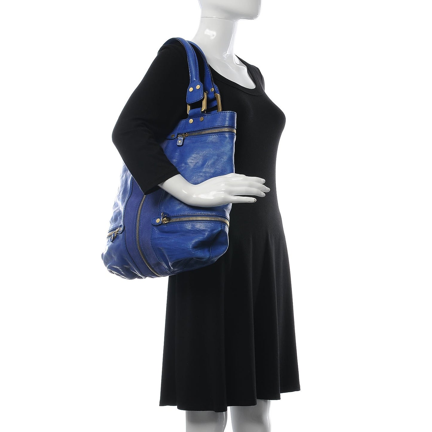 Shiny Calfskin Suede Monna L Cobalt