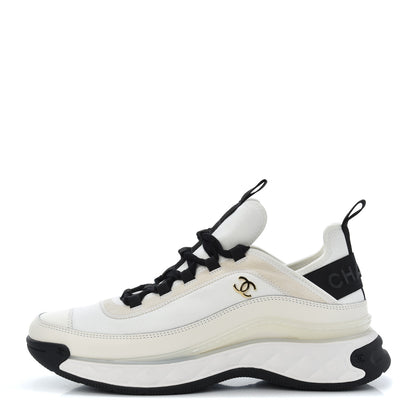 Chanel Velvet Calfskin Mixed Fibers CC Sneakers 41 Ivory Black 1 of 9