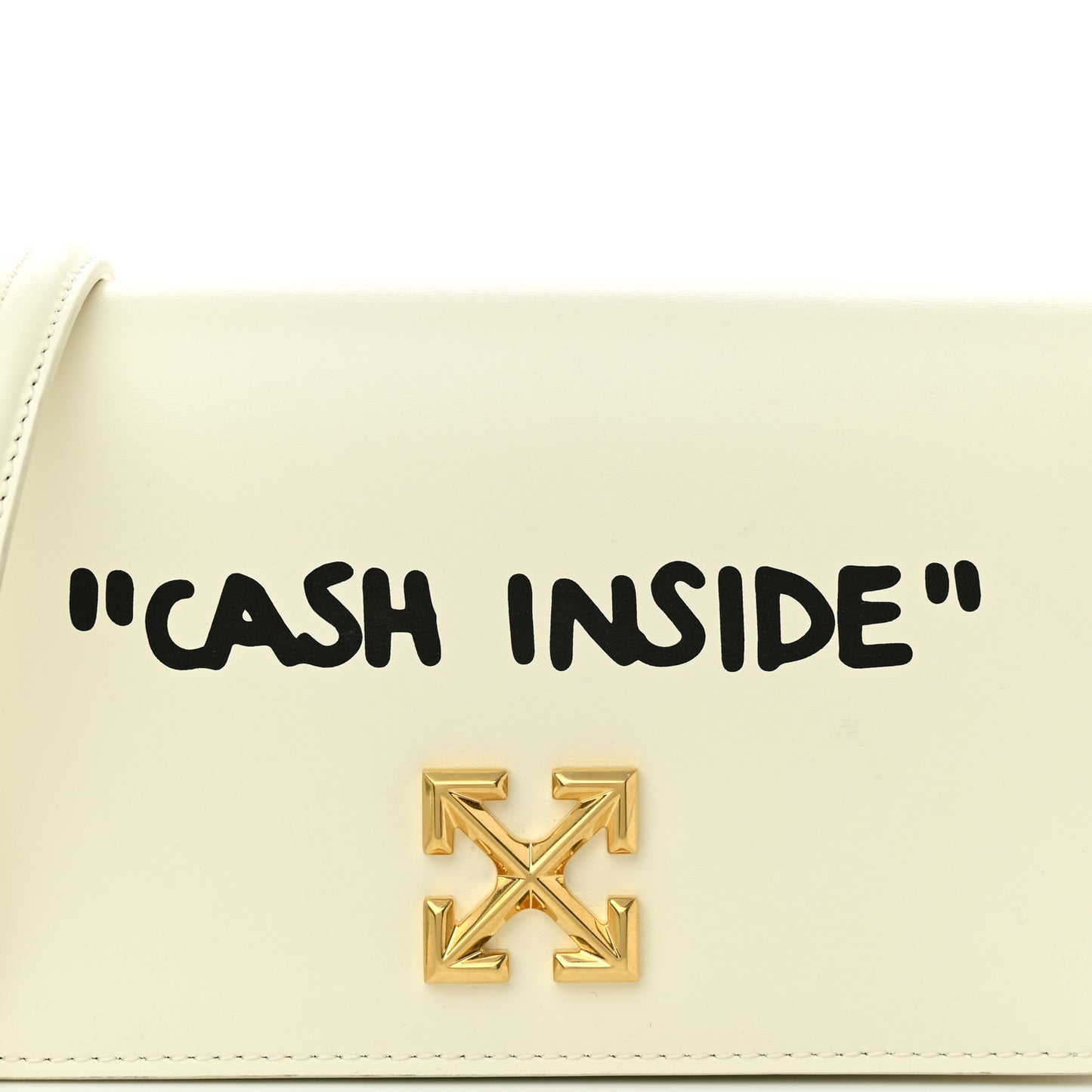 OFF WHITE Calfskin Jitney 0.5 Cash Inside Crossbody Bag White