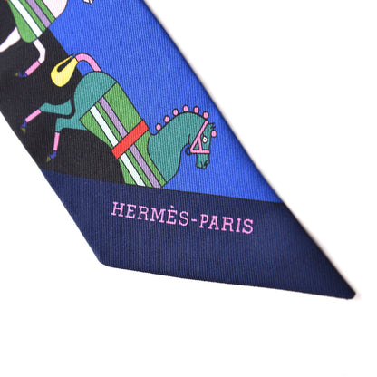 Hermes Silk Rocabar Twilly Bleu Royal Jaune Vert 5 of 5