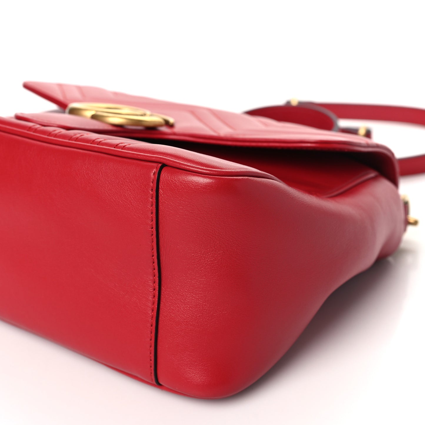 Calfskin Matelasse Small GG Marmont Top Handle Shoulder Bag Hibiscus Red