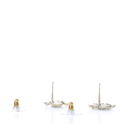 Chanel Pearl Crystal CC Stud Earrings Gold 3 of 5