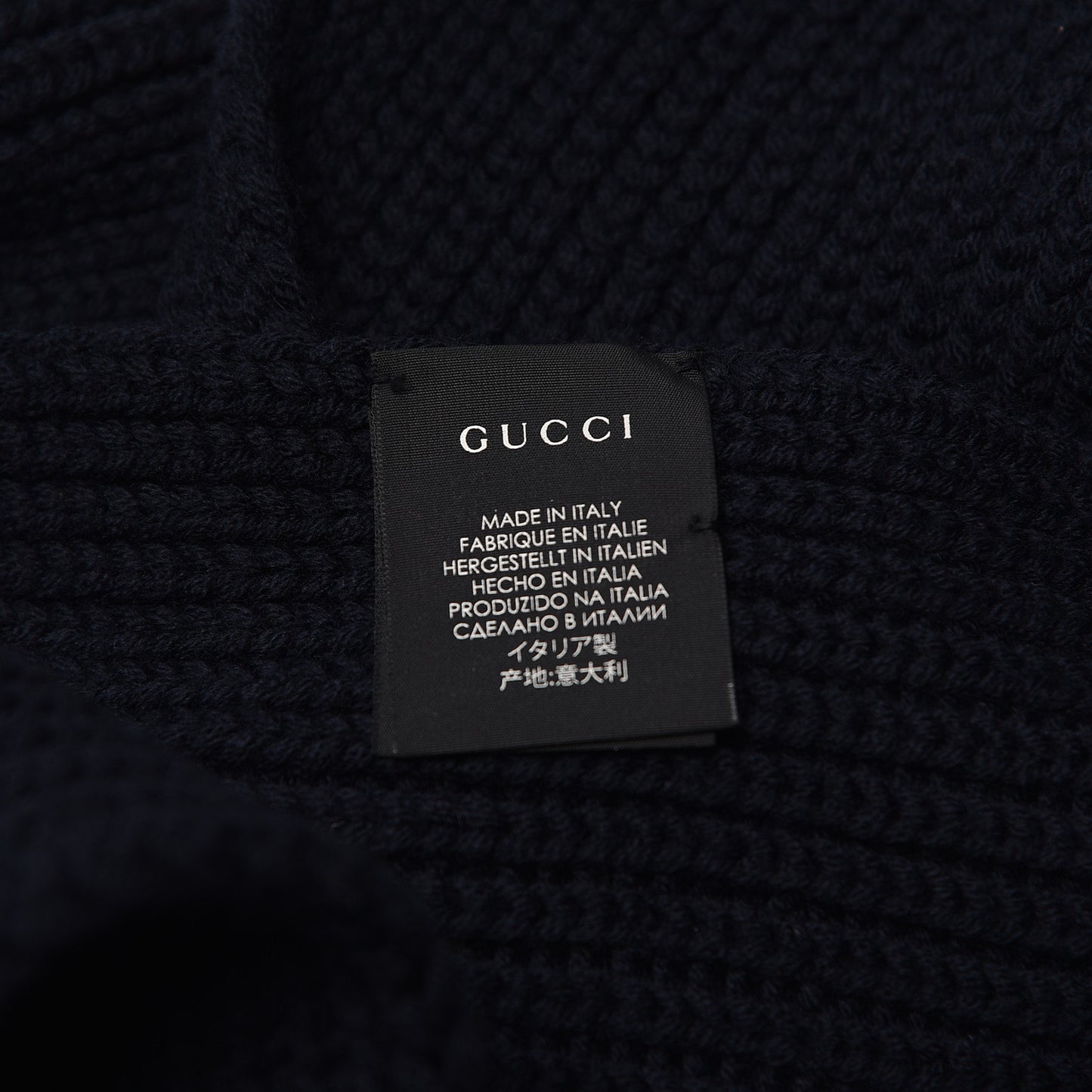 Wool Knit Scarf Navy