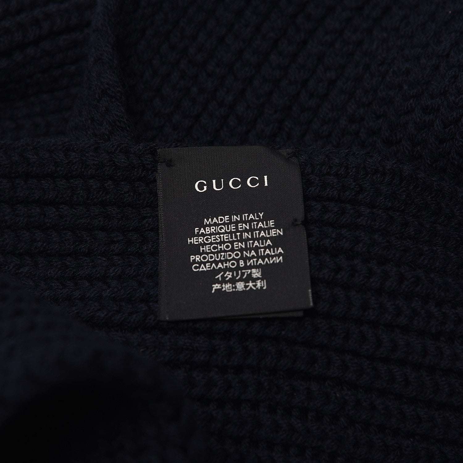 Gucci Wool Knit Scarf Navy 4 of 5