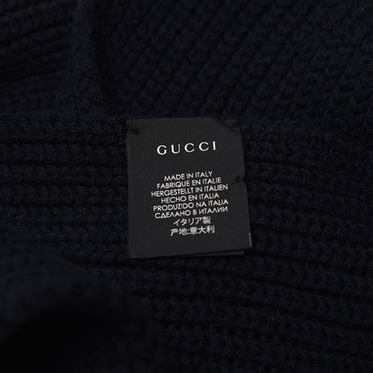 Gucci Wool Knit Scarf Navy 4 of 5