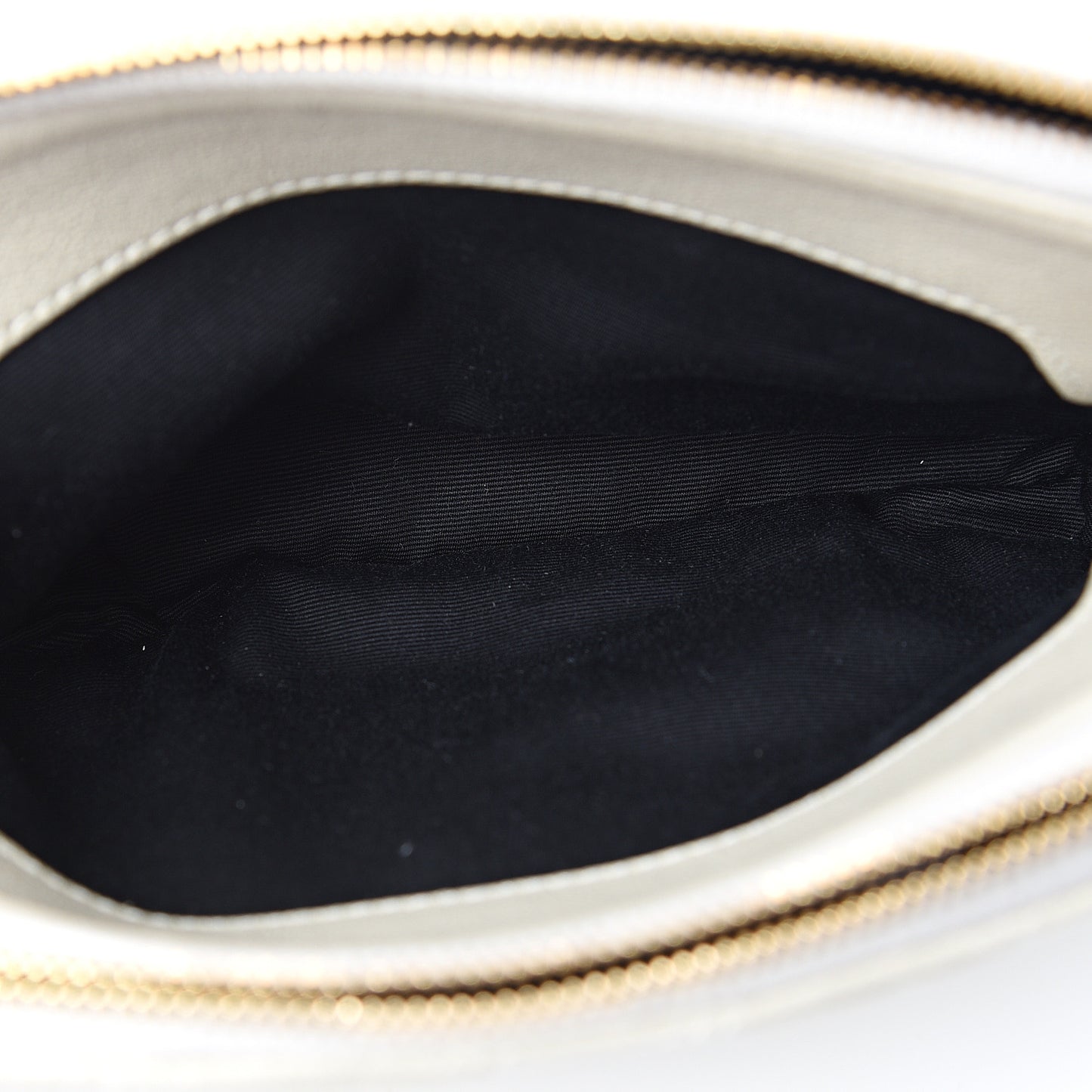 Grained Lambskin Quilted Mini Becky Double Zip Bag Vintage White
