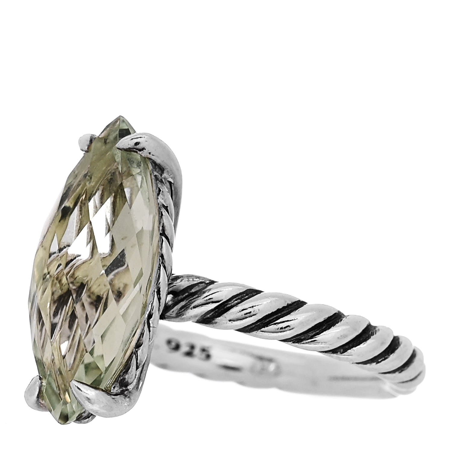 David Yurman Sterling Silver Prasiolite Color Classics Marquise Ring 54 7 3 of 6