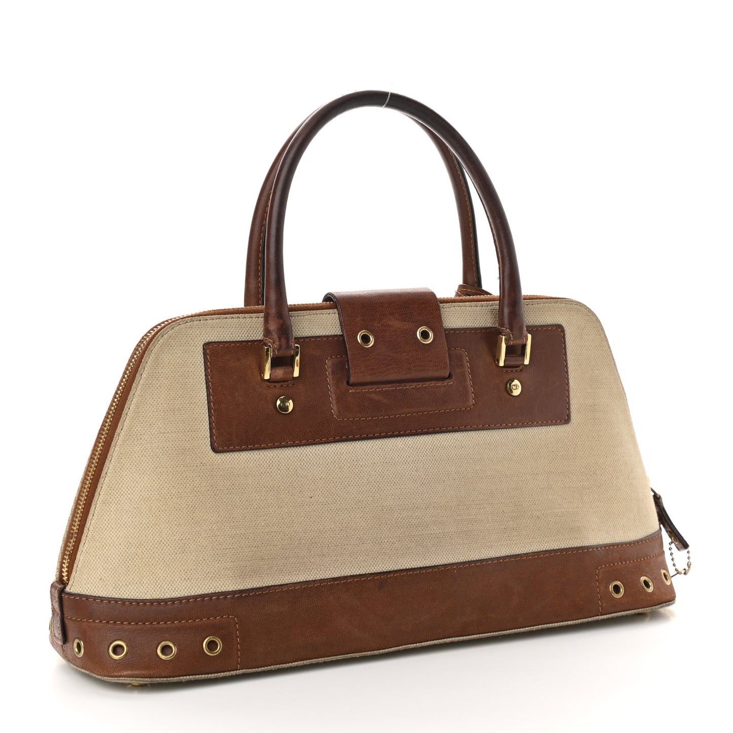 Canvas Calfskin Street Chic Top Handle Bag Beige