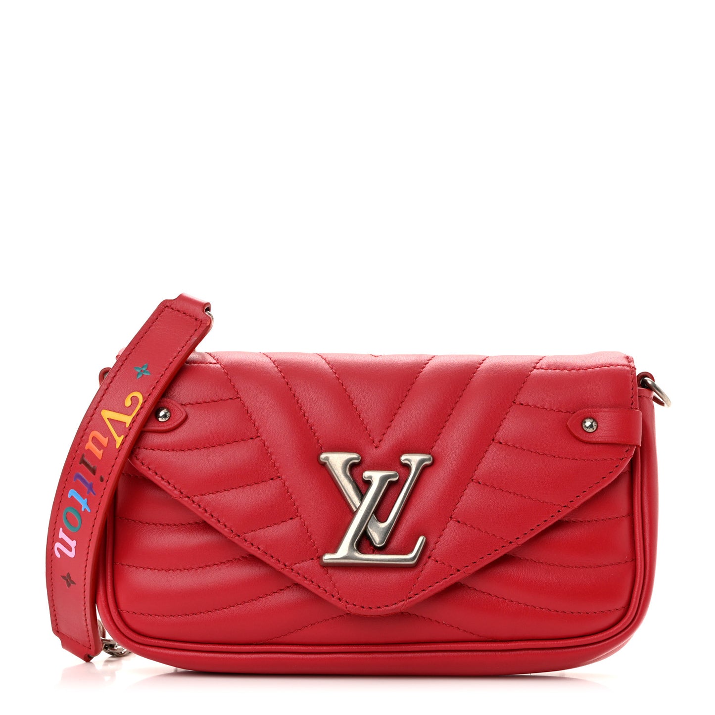 Calfskin New Wave Chain Pochette Scarlet