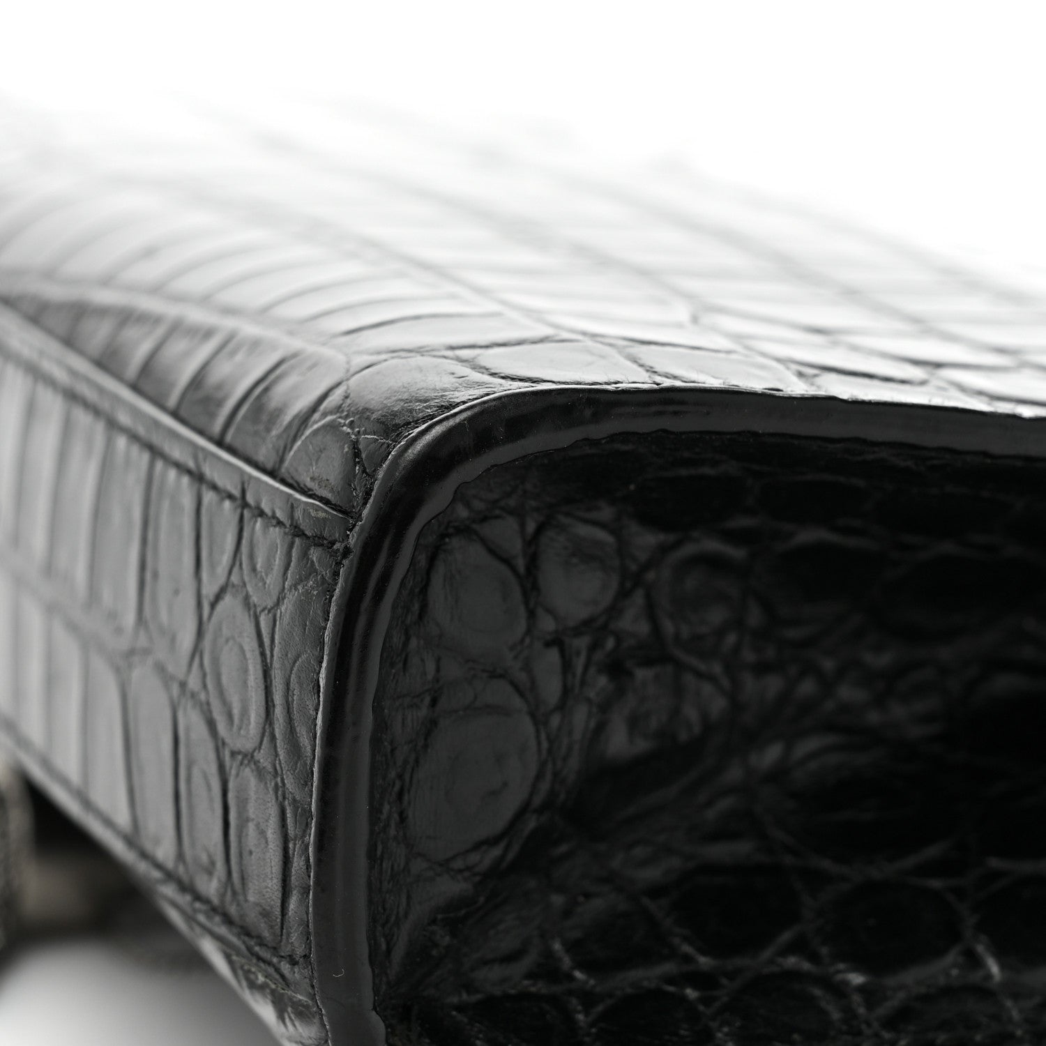Saint Laurent Calfskin Crocodile Embossed Medium Classic Monogram Kate Tassel Satchel Black 12 of 15
