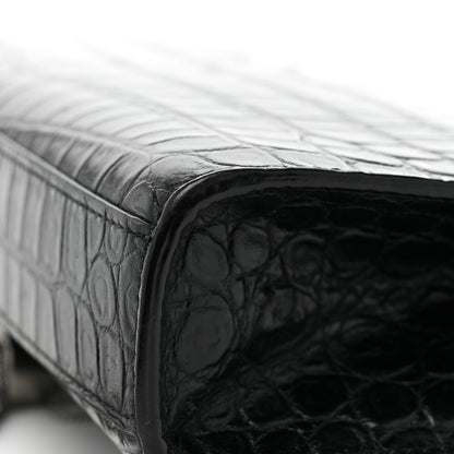 Saint Laurent Calfskin Crocodile Embossed Medium Classic Monogram Kate Tassel Satchel Black 12 of 15