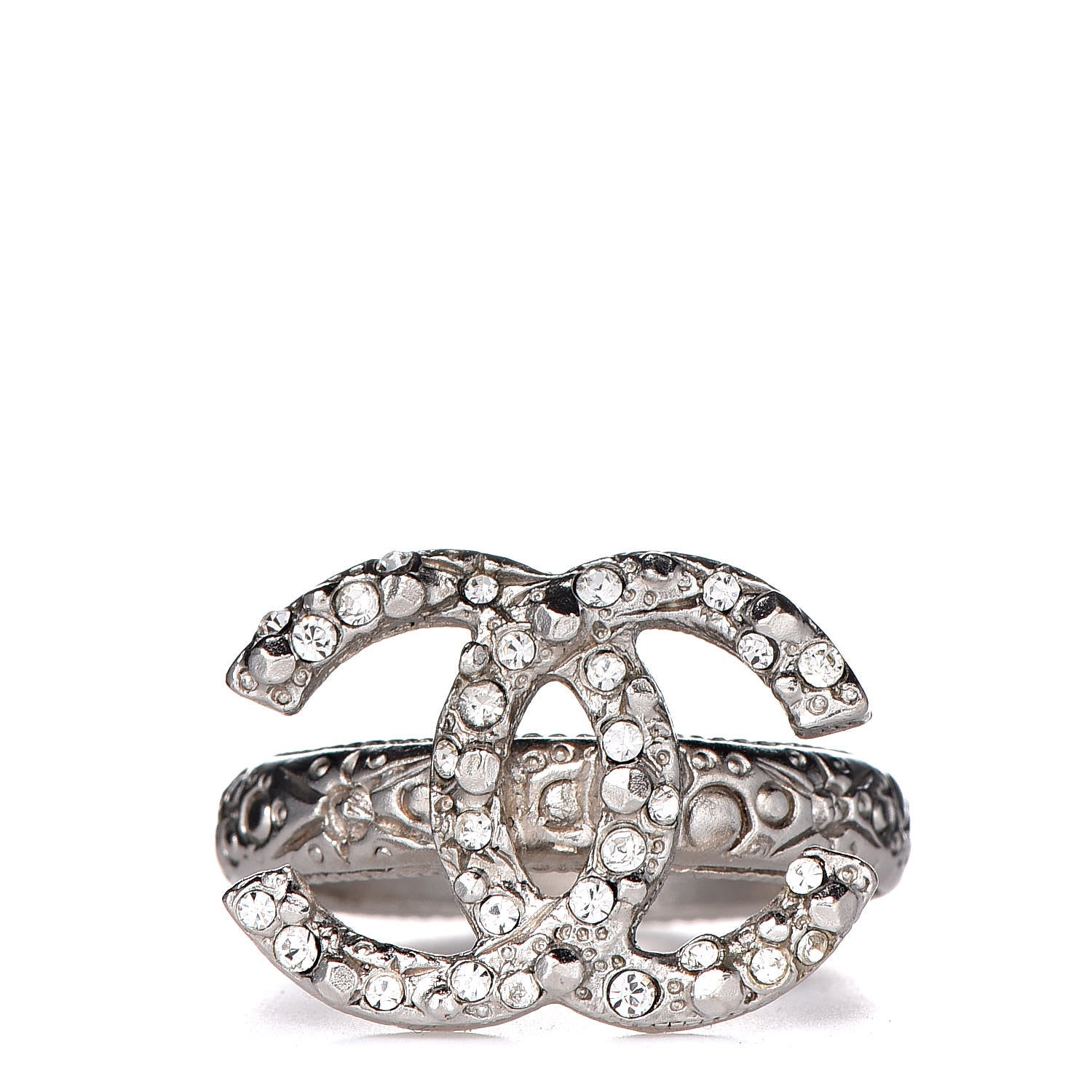 Chanel Crystal CC Ring 6 Silver 1 of 4