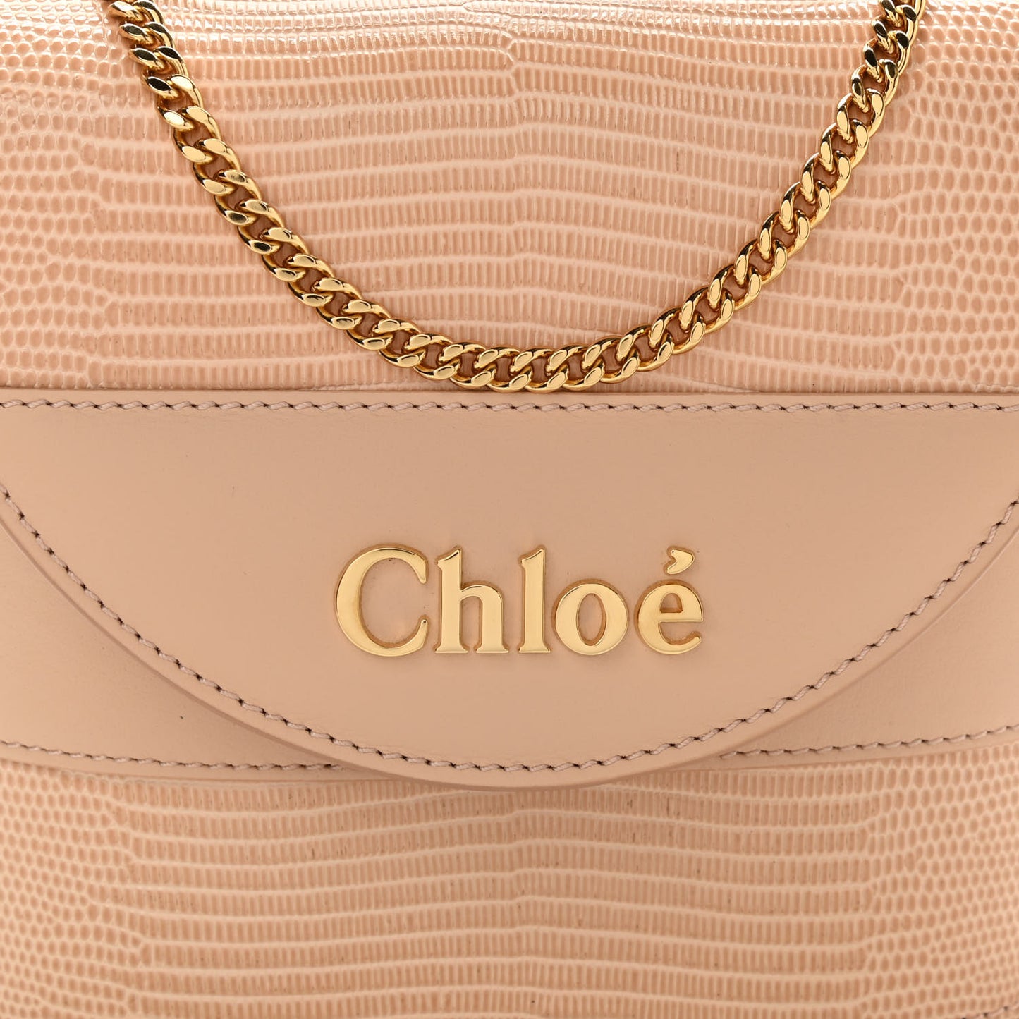 Calfskin Lizard Embossed Small Aby Lock Delicate Pink