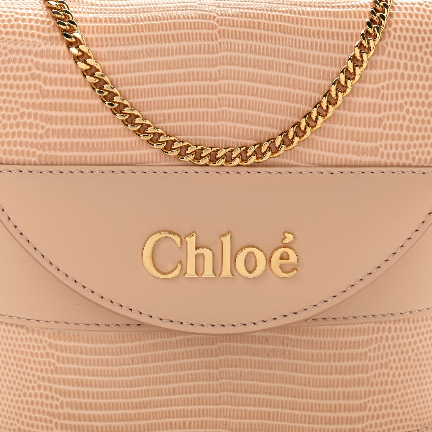 Chloe Calfskin Lizard Embossed Small Aby Lock Delicate Pink 8 of 10