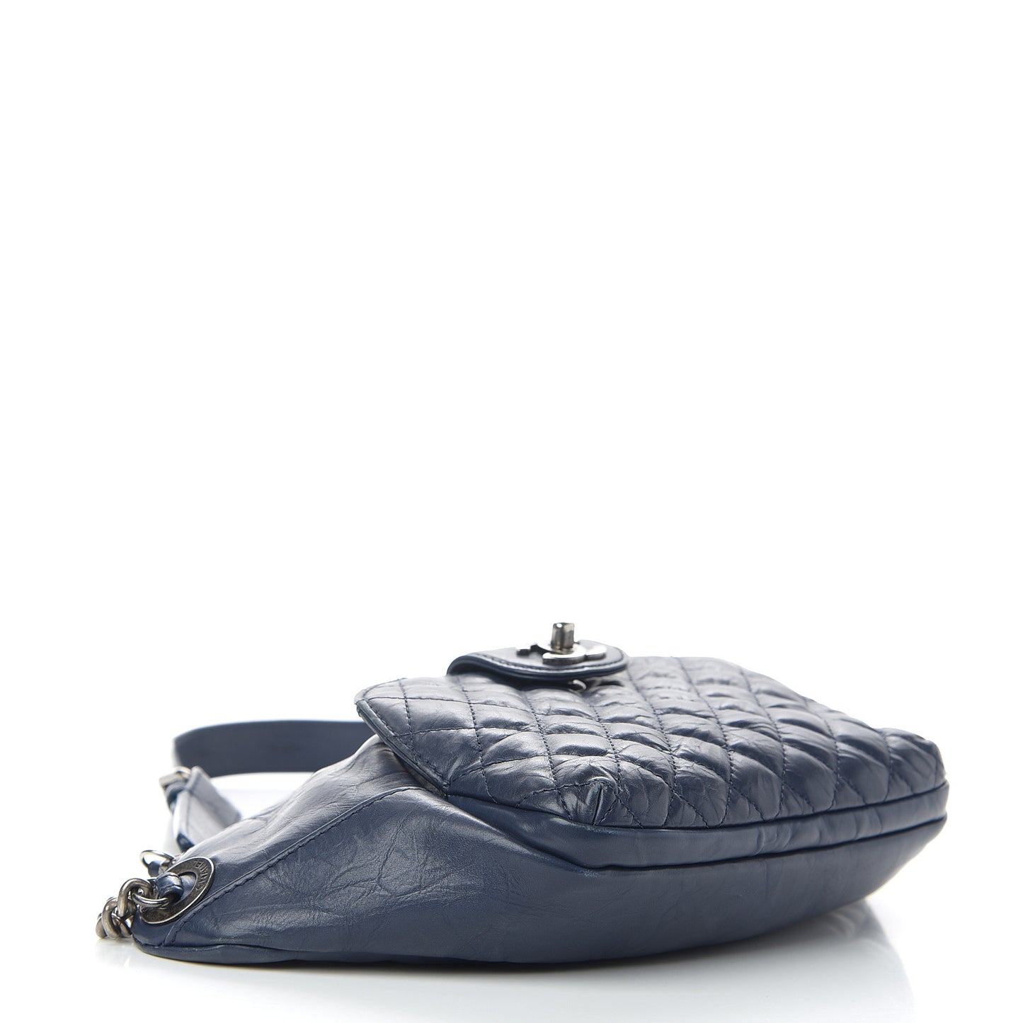 Crumpled Calfskin Quilted Casual Rock Waist Bag Fanny Pack Blue