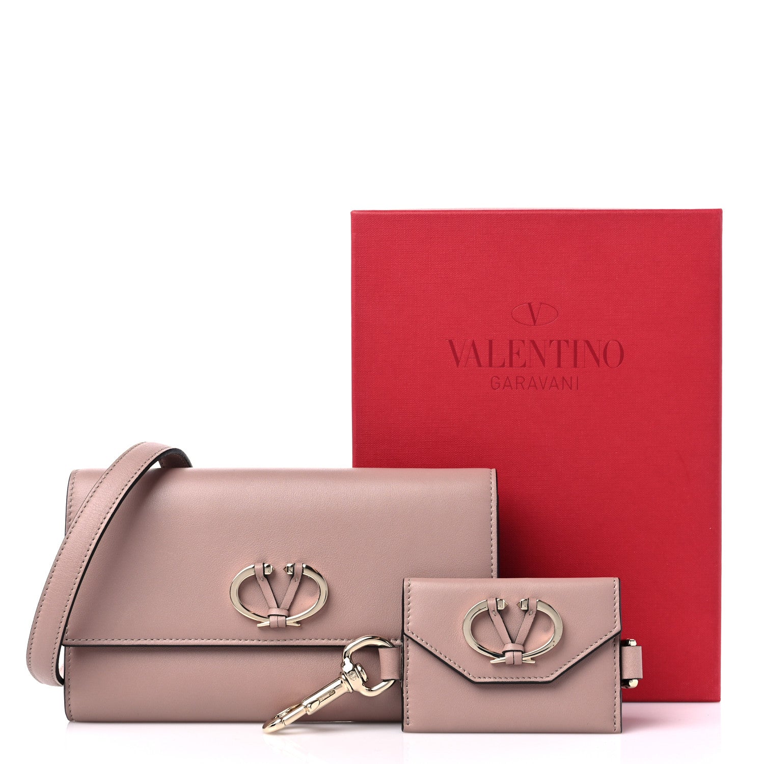 Valentino Garavani Calfskin V Rivet Shoulder Bag Poudre 10 of 10