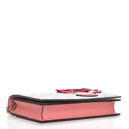 Gucci GG Supreme Monogram Face Embroidered Chain Wallet Pink 4 of 7
