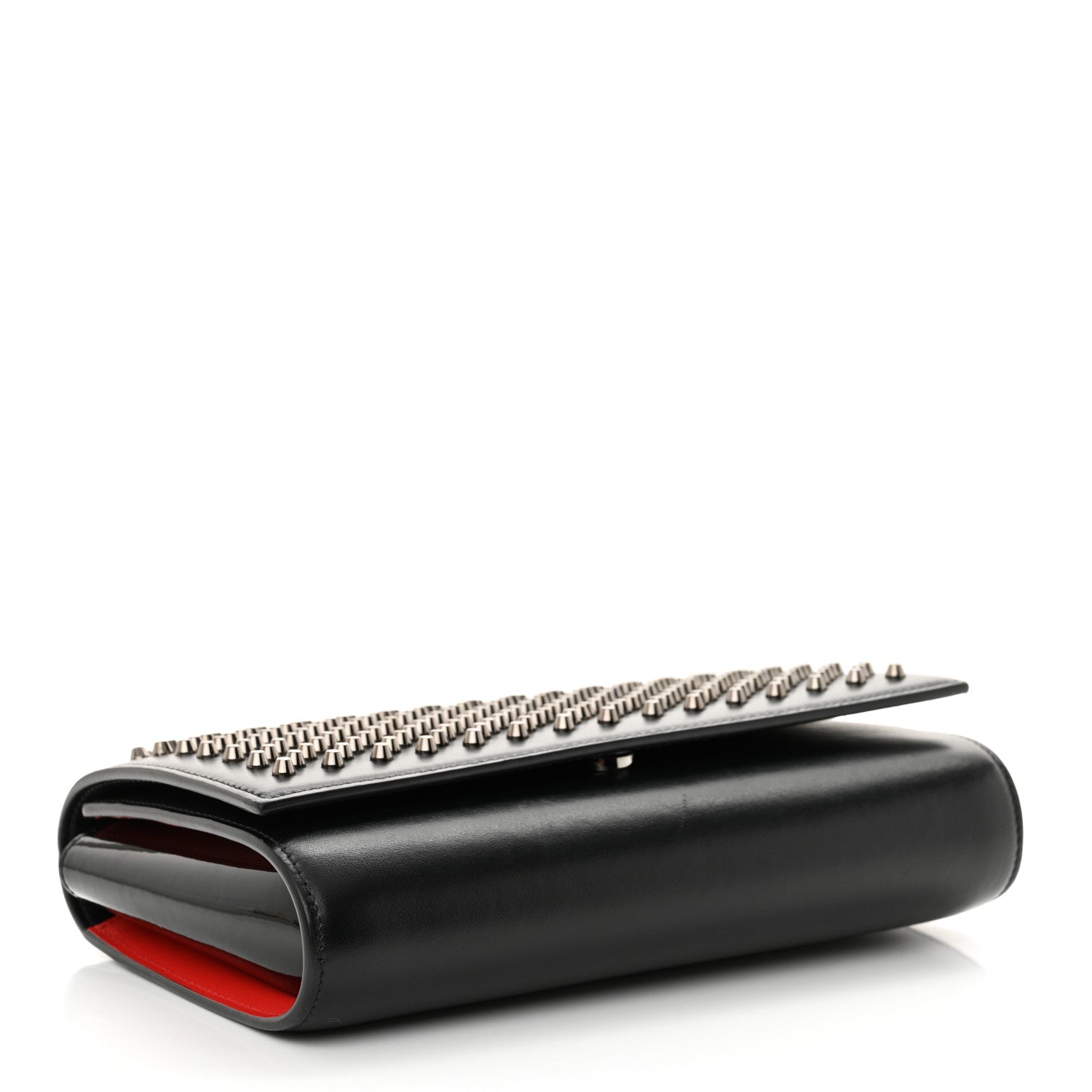 Christian Louboutin Calfskin Patent Spikes Paloma Clutch Black 4 of 11