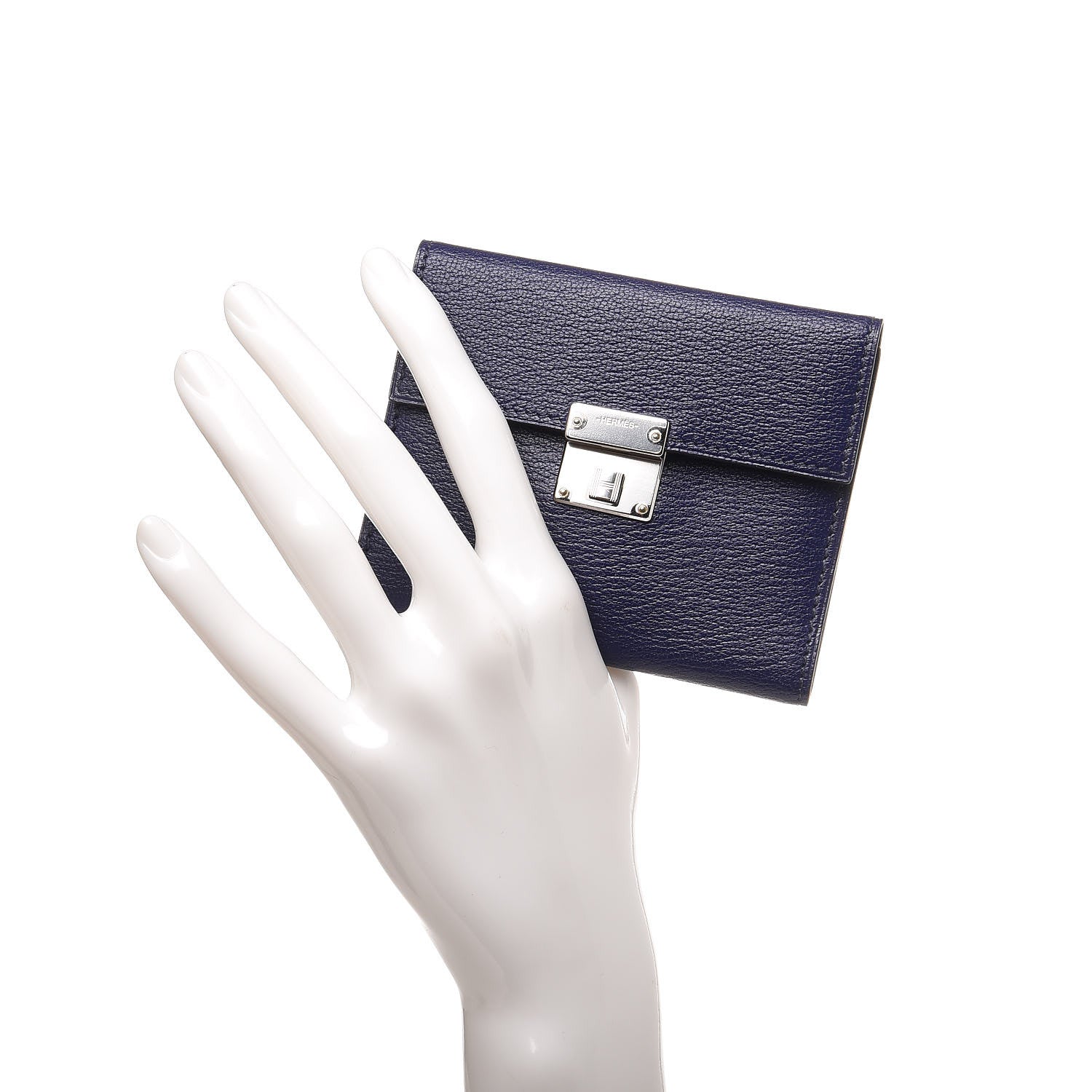 Hermes Chevre Mysore Mini Clic Card Holder Bleu Encre 2 of 11