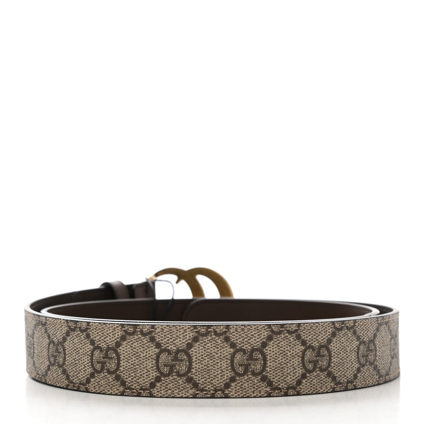 GG Supreme Monogram Matte Plutone Calfskin Double G 30mm Belt 95 38 Beige Ebony New Acero