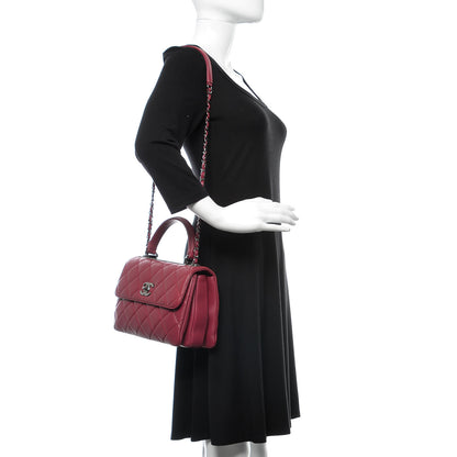 Chanel Lambskin Quilted Small Trendy CC Dual Handle Bag Dark Pink 2 of 9