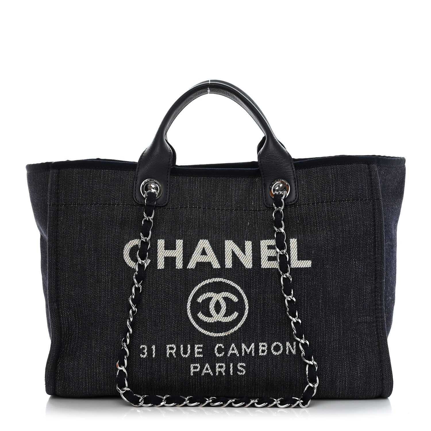 Chanel Denim Medium Deauville Tote Dark Blue 1 of 19