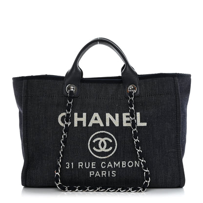 Chanel Denim Medium Deauville Tote Dark Blue 1 of 19