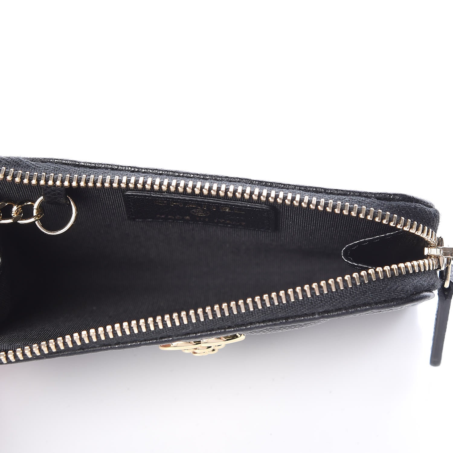 Chanel Caviar Camellia Embossed Key Holder Case Black 5 of 7