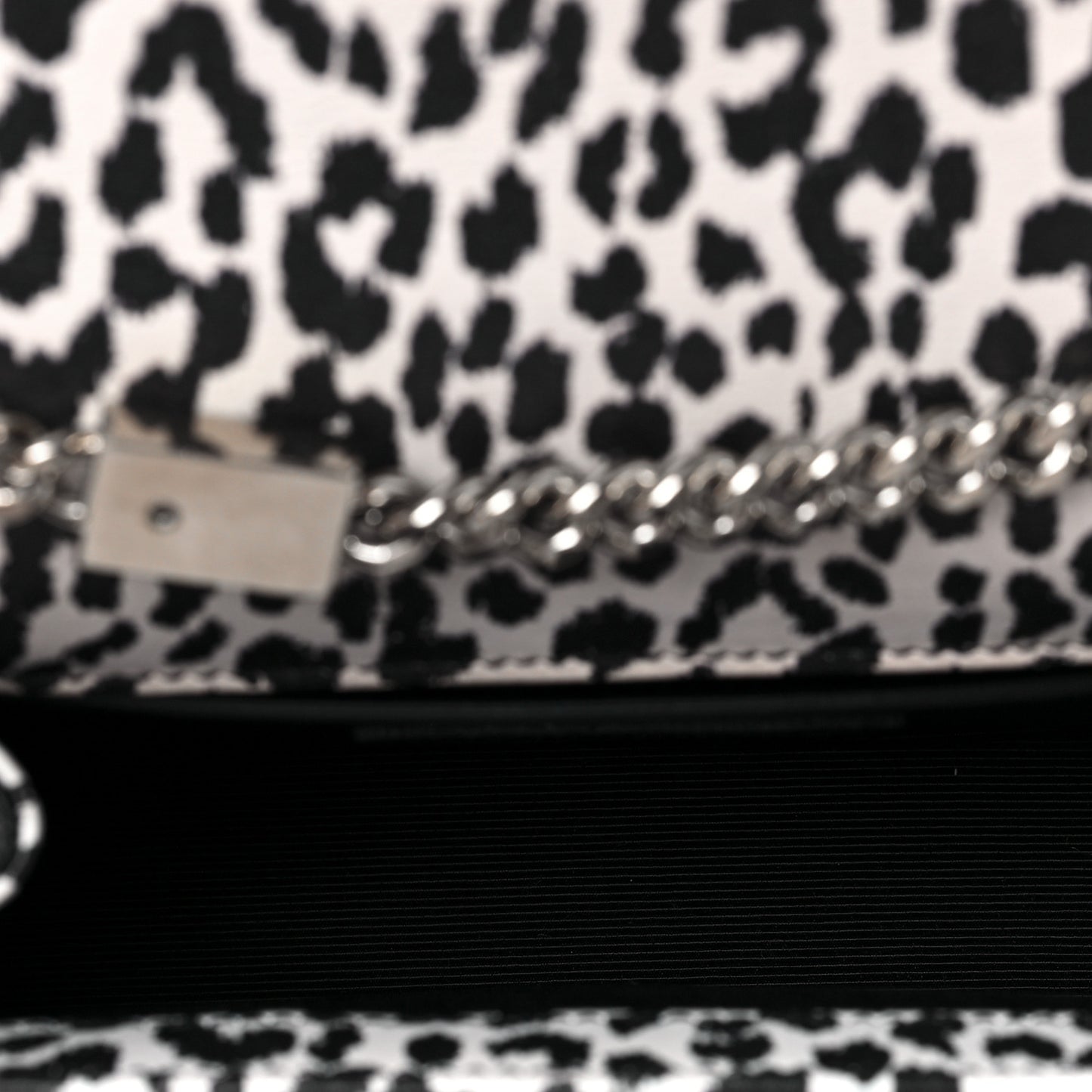 Calfskin Leopard Small Monogram Kate Satchel White Black