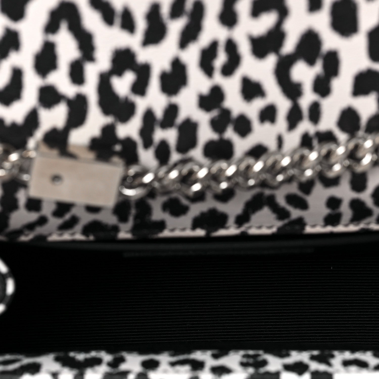 Saint Laurent Calfskin Leopard Small Monogram Kate Satchel White Black 4 of 6