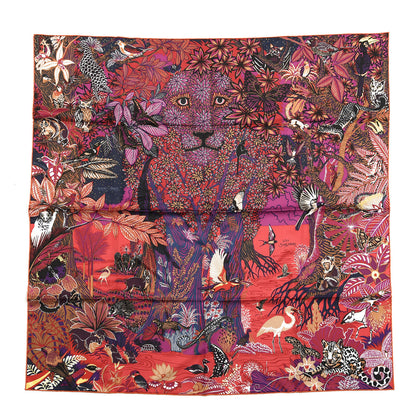 Hermes Silk Wild Singapore Scarf 90 Rouge Violet Beige 1 of 3