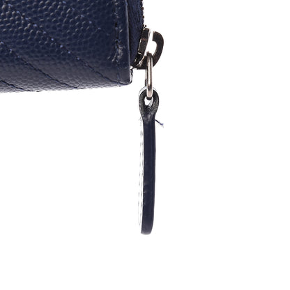 Chanel Caviar Chevron Quilted Small Zip Around Wallet Navy 9 of 10