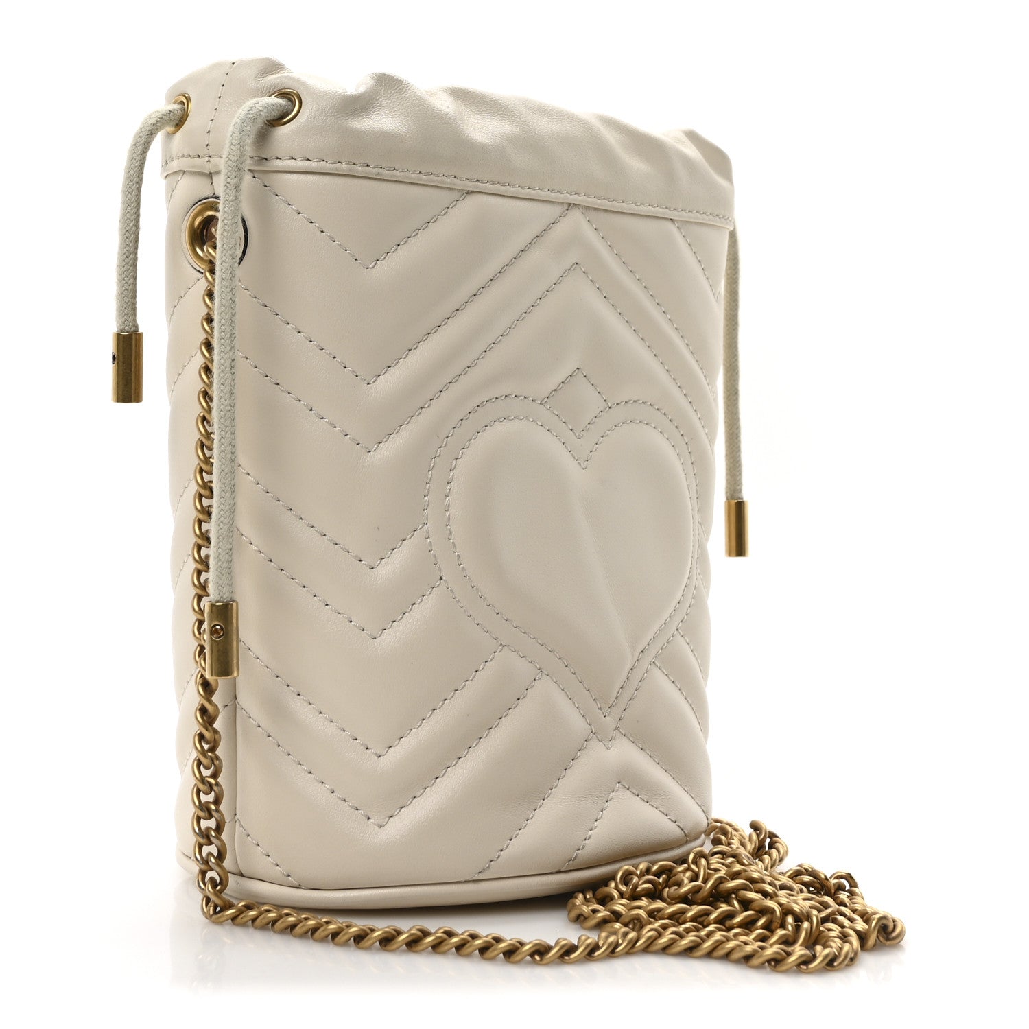 Gucci Calfskin Matelasse Mini GG Marmont 2.0 Bucket Bag White 3 of 9