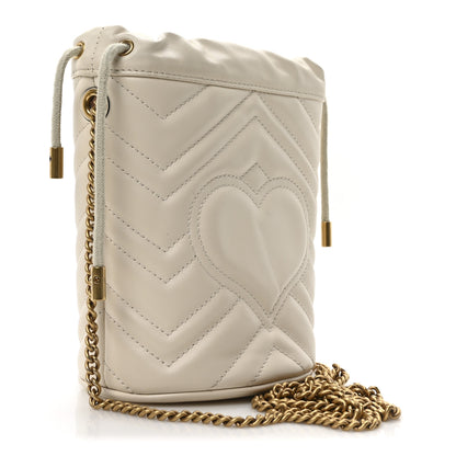 Gucci Calfskin Matelasse Mini GG Marmont 2.0 Bucket Bag White 3 of 9