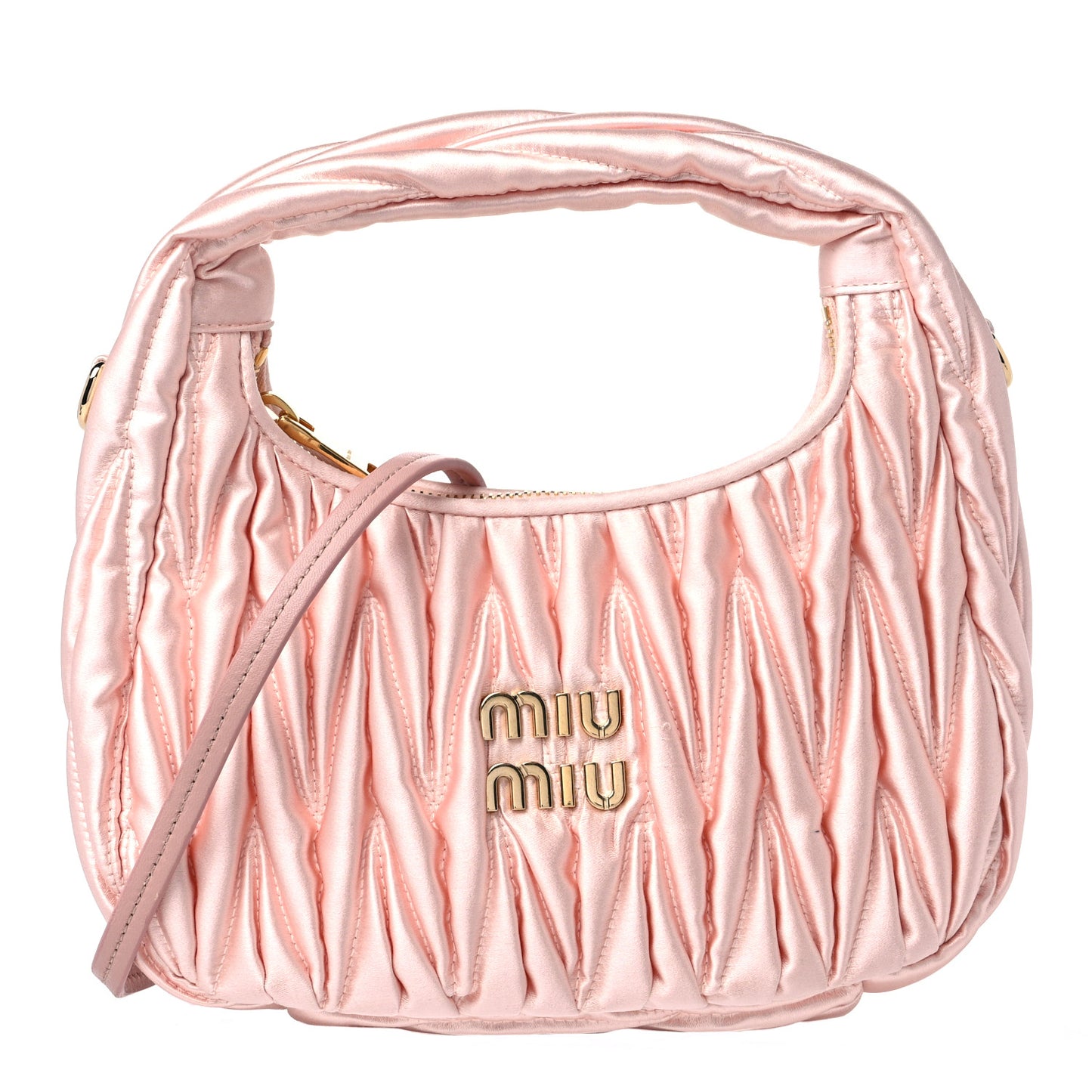 Satin Matelasse Wander Hobo Alabaster Pink