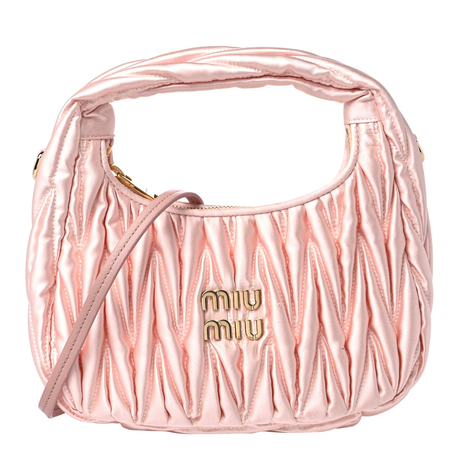 Miu Miu Satin Matelasse Wander Hobo Alabaster Pink 1 of 11