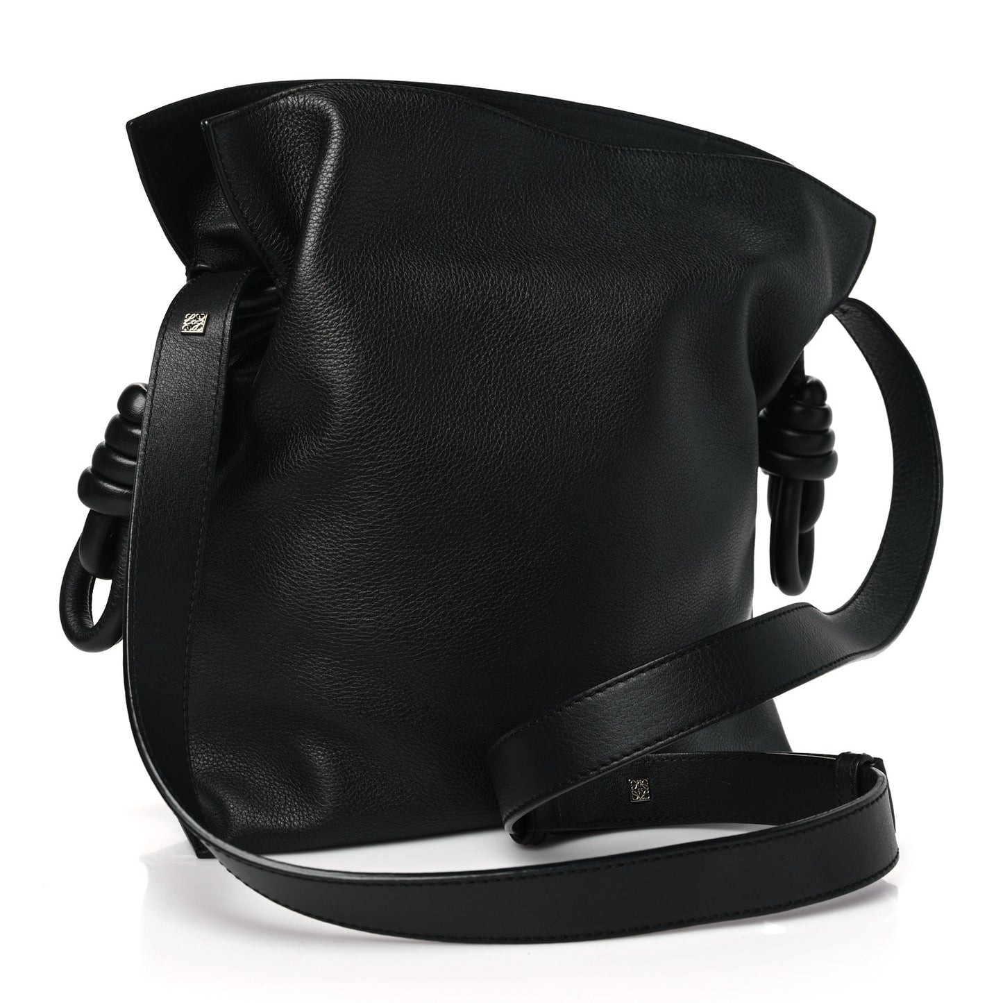 Calfskin Flamenco Knot Bag Black White